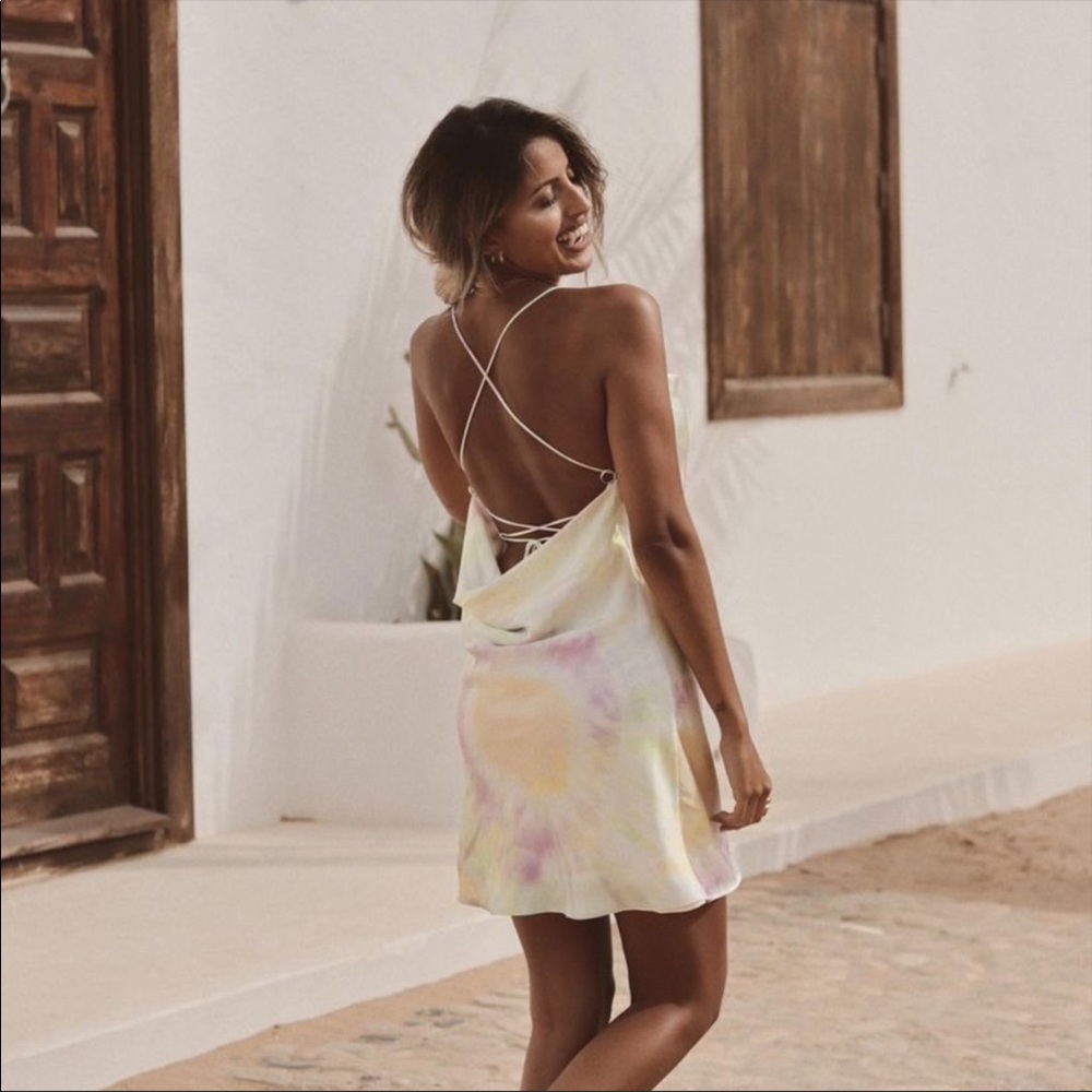 Zara Tie Dye Satin Open Back Dress